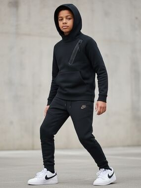Nike Black Athletic Boys Joggers with Zippered Thigh Pocket